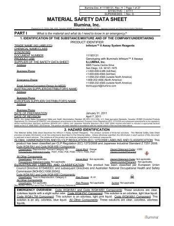 MATERIAL SAFETY DATA SHEET - Illumina