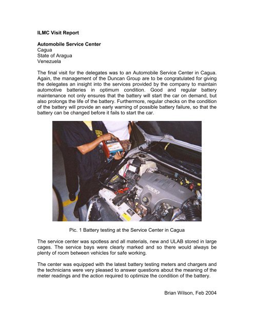 ILMC Visit Report to Auto Service Center.pdf - the International Lead ...