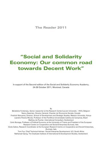 Social and Solidarity Economy: Our common road towards Decent ...