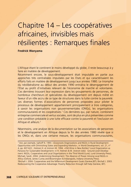 L'Afrique solidaire et entrepreneuriale - International Labour ...