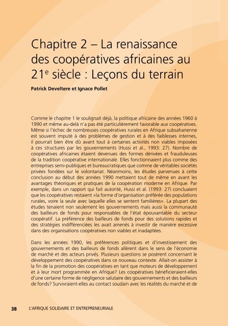 L'Afrique solidaire et entrepreneuriale - International Labour ...