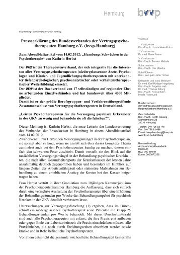 Die Presseerklärung des Bundesverbandes der ... - BVVP