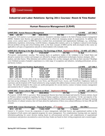 Industrial and Labor Relations - Cornell University School of ...