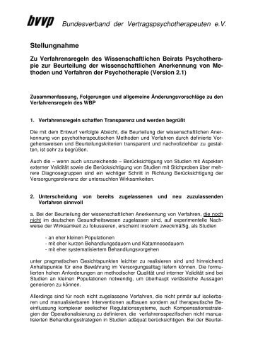 Bundesverband der Vertragspsychotherapeuten ev ... - BVVP