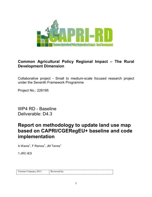 Report on methodology to update land use map based on CAPRI ...