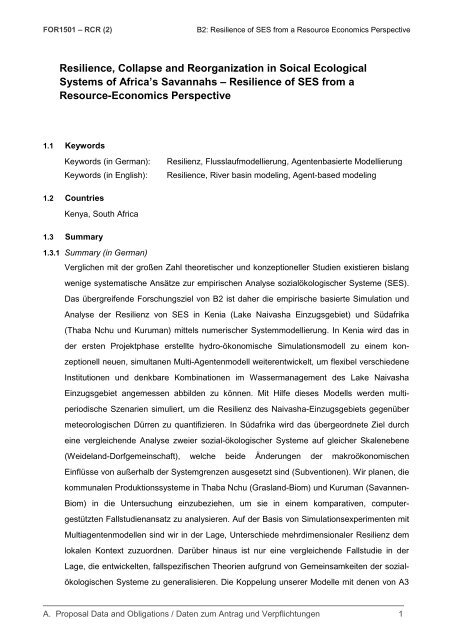 Research proposal of sub-project B2 for second phase - Institut fÃ¼r ...