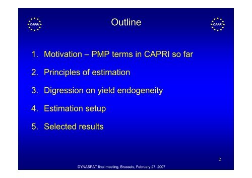 Estimating supply response of the CAPRI crop sector CAPRI