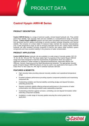 Castrol Hyspin AWH-M Series - Industrial Lubricants & Services ...