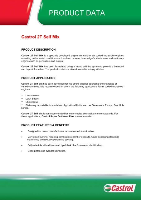 Castrol 2t Self Mix Industrial Lubricants Services Limited
