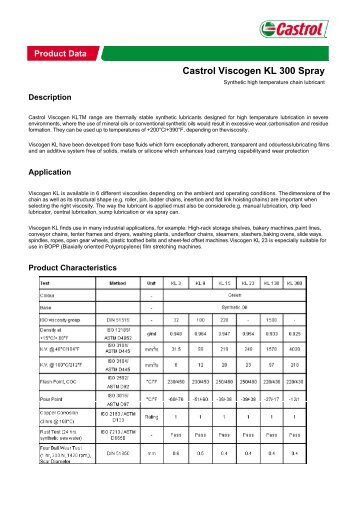 Castrol Viscogen KL 300 Spray - Industrial Lubricants & Services ...