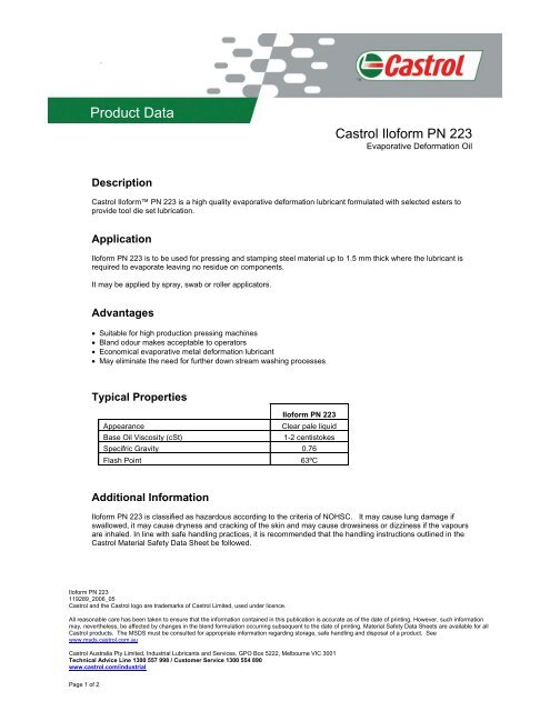 Product Data - Industrial Lubricants & Services Limited