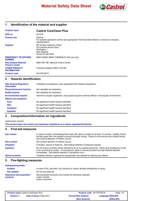 Material Safety Data Sheet - Industrial Lubricants & Services Limited