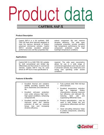 CASTROL SAF-X - Industrial Lubricants & Services Limited