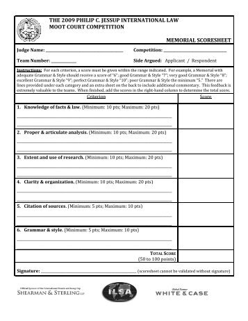 the 2009 philip c. jessup international law moot court competition ...