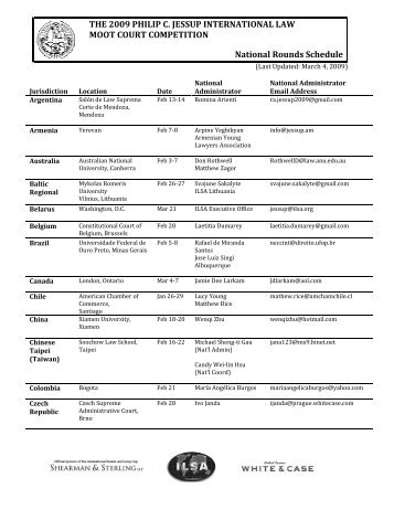 National Rounds Schedule - International Law Students Association