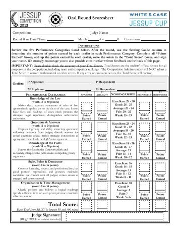 Oral Round Scoresheet