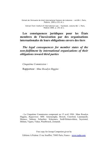 Report on the Legal Consequences for Member States of the Non ...