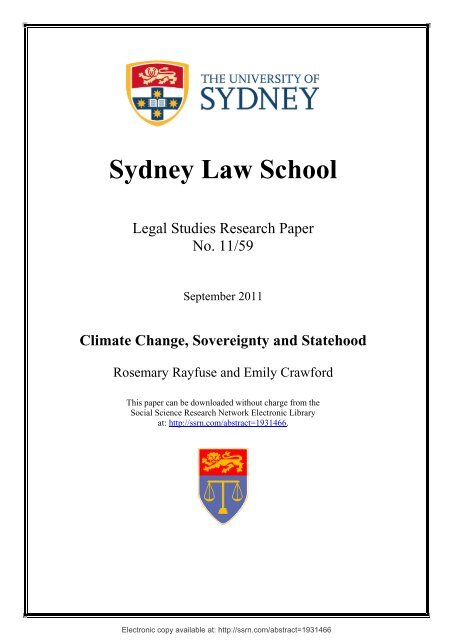 Climate Change, Sovereignty and Statehood - International Law ...