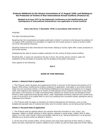 Protocol Additional to the Geneva Conventions of 12 August 1949 ...