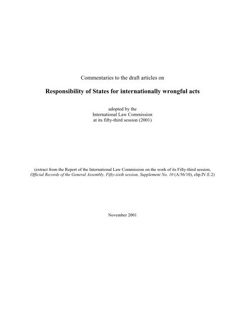 Responsibility Of States For Internationally Wrongful Acts