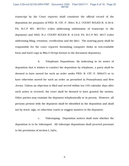 Order No. 38 - Regarding Expert Deposition Protocol - Southern ...