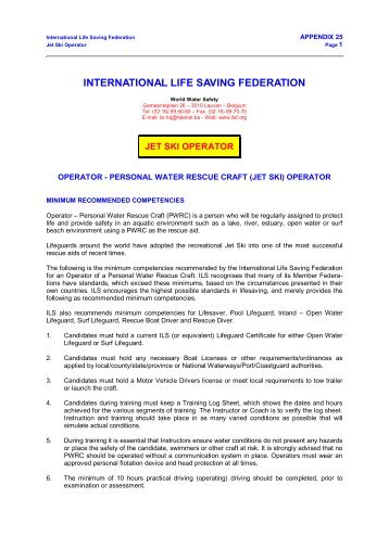 ILS Jet Ski Operator - International Life Saving Federation