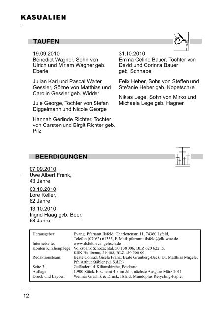 Gemeindebrief Dezember 2010 - Evangelische Kirchengemeinde ...