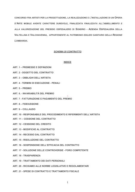 Schema di Contratto - Infrastrutture Lombarde