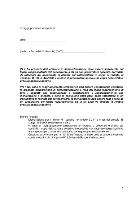 Domanda di Partecipazione DOCUMENTO 1 Spett.le AZIENDA ...