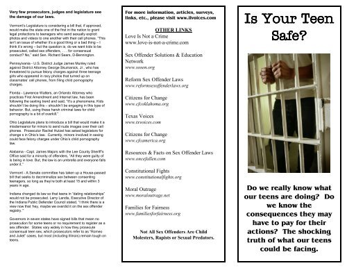 Is Your Teen Safe - Brochure - Illinois Voices for Reform, Inc.