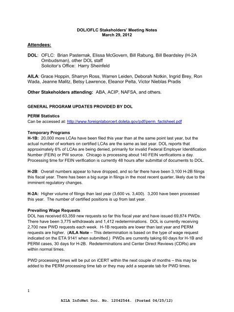 Dol Oflc Stakeholders Meeting Notes March 29 2012 Ilw Com