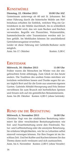 Programmheft für Oktober bis Dezember 2013 - Innere Mission ...