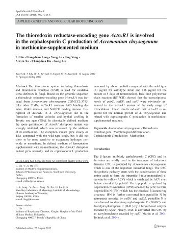 The thioredoxin reductase-encoding gene ActrxR1 is involved in the ...