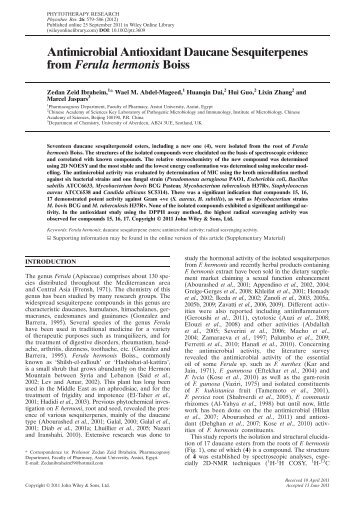 Antimicrobial Antioxidant Daucane Sesquiterpenes from Ferula ...