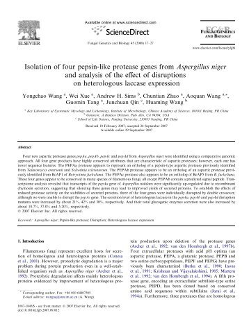 Isolation of four pepsin-like protease genes from Aspergillus niger ...