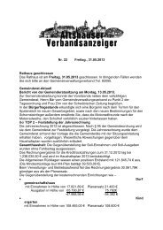 Verbandsanzeiger Teilbereich Ebenweiler Nr. 22-2013