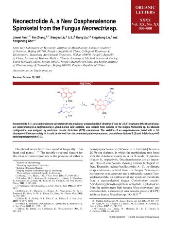 Neonectrolide A, a New Oxaphenalenone Spiroketal from the ...