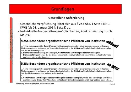 Risikotragfähigkeit - Gesamtbanksteuerung