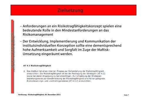 Risikotragfähigkeit - Gesamtbanksteuerung