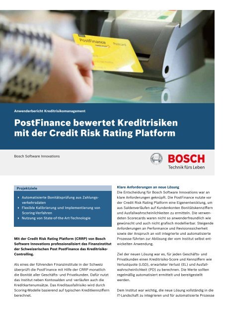 PostFinance - Bosch Software Innovations