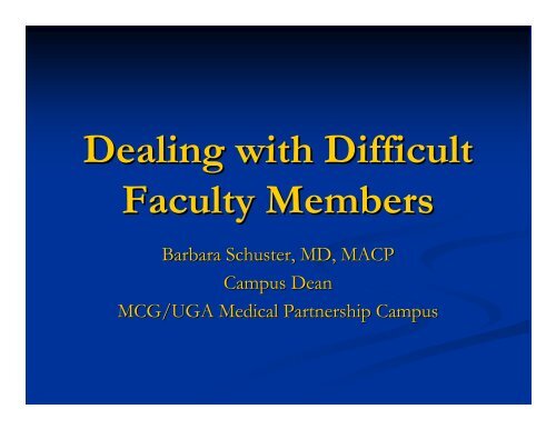 Dealing with Difficult Faculty Members