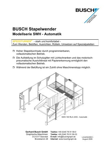 BUSCH Stapelwender Modellserie SWH - Gerhard BUSCH Gmbh
