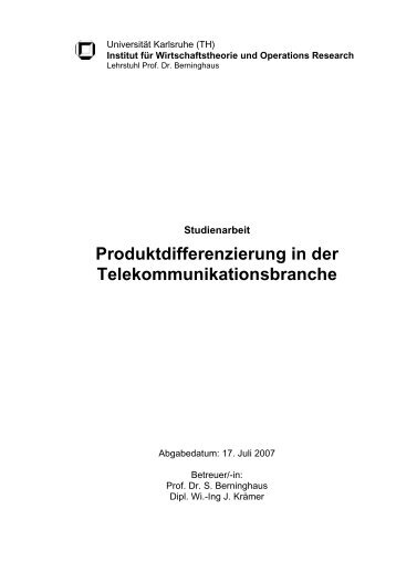 Produktdifferenzierung in der Telekommunikationsbranche