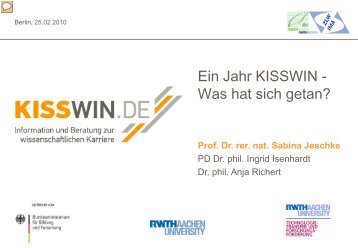 Ein Jahr KISSWIN - IMA,ZLW & IfU - RWTH Aachen University