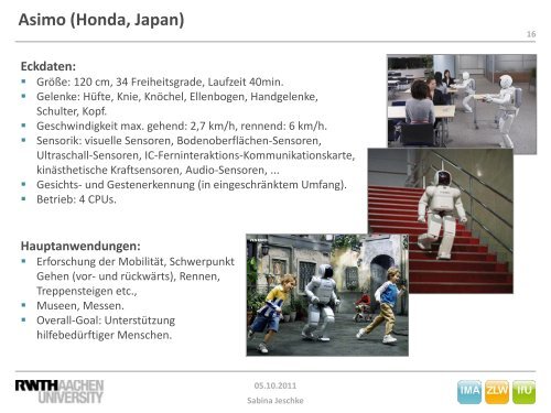 III. Humanoide Roboter - IMA,ZLW & IfU - RWTH Aachen University