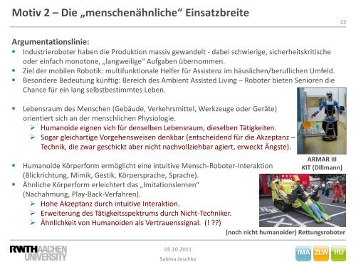 III. Humanoide Roboter - IMA,ZLW & IfU - RWTH Aachen University