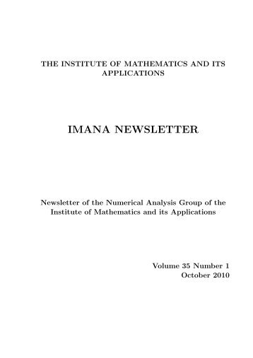 Download IMANA Newsletter Volume 35, Number 1, October 2010