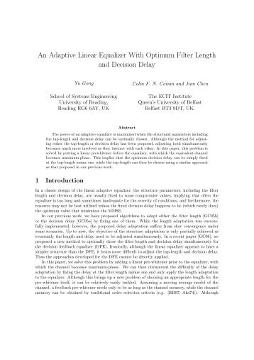 An Adaptive Linear Equalizer With Optimum Filter Length and ...