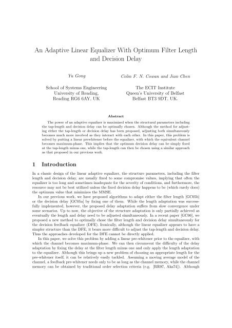 An Adaptive Linear Equalizer With Optimum Filter Length and ...