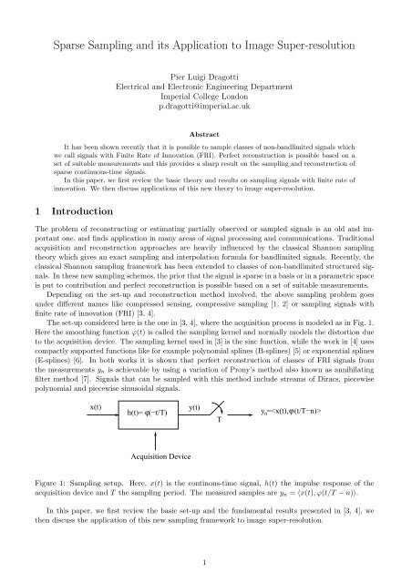 Sparse Sampling and its Application to Image Super-resolution